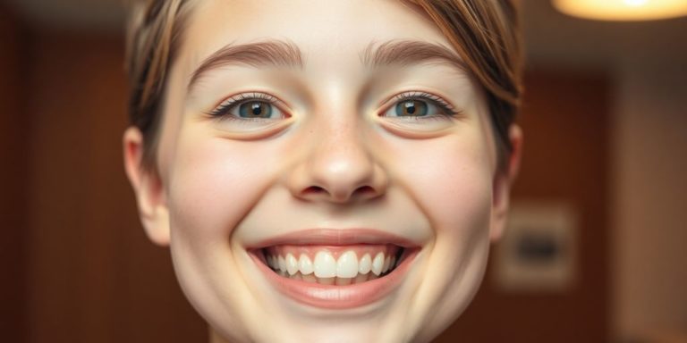 Teenager smiles after dental procedure