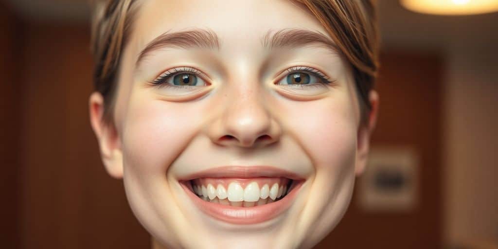 Teenager smiles after dental procedure